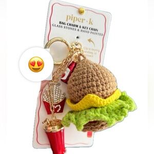 NWT 🍔🍟 Piper K Cheese Burger Fries Soda Ketchup Bag Charm Keychain